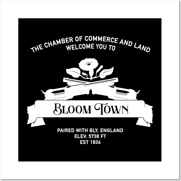 Welcome to Bloom Town in white Wall Art by Profoundlyexceeded 